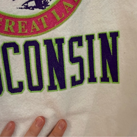 Vintage 90s Ashland Wisconsin Sweatshirt White 2XL Puff Print Sailing - Picture 8 of 12